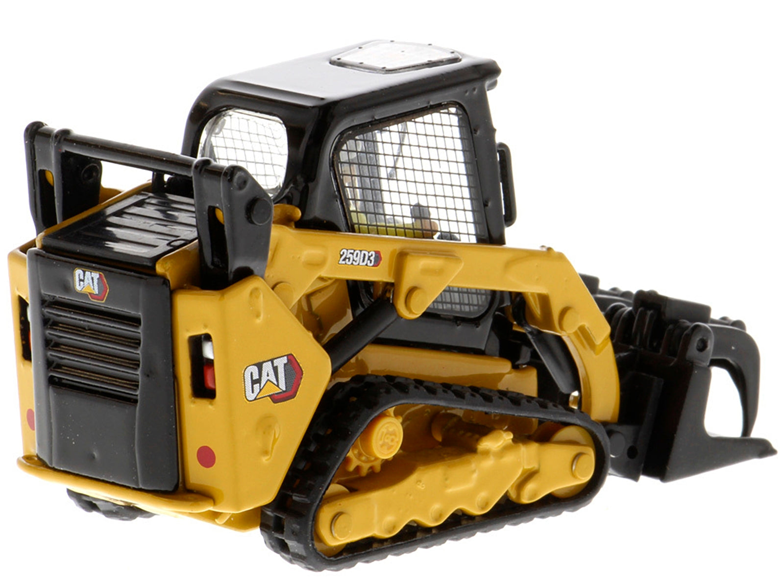 CAT Caterpillar 259D3 Compact Track Loader with Work Tools and Operator Yellow "High Line Series" 1/50 Diecast Model by Diecast Masters - Minihomy