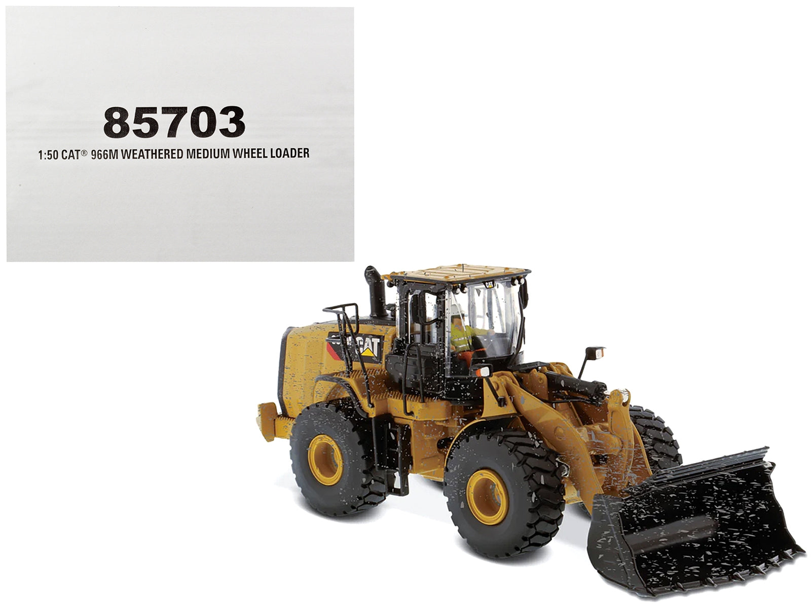 CAT Caterpillar 966M Wheel Loader with Operator (Dirty Version) "Weathered" Series 1/50 Diecast Model by Diecast Masters - Minihomy