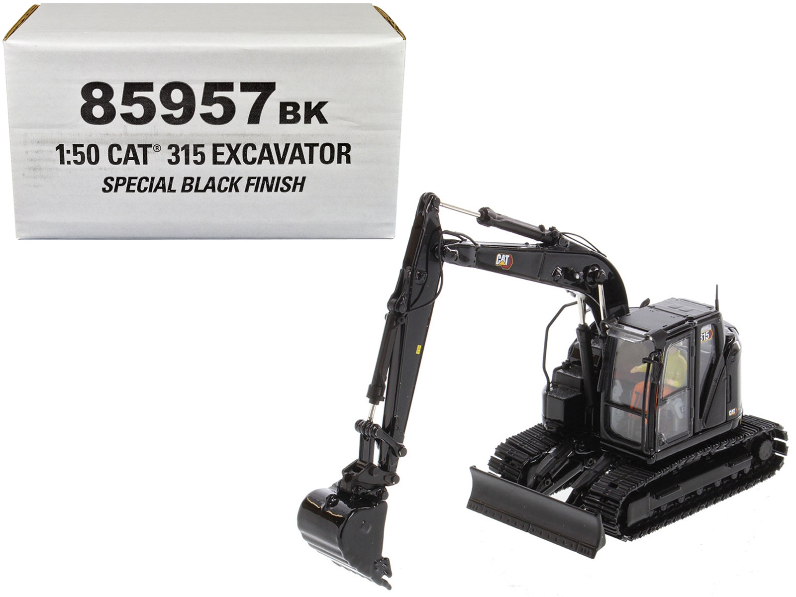 CAT Caterpillar 315 Track Type Hydraulic Excavator Special Black Finish with Operator "High Line" Series 1/50 Diecast Model by Diecast Masters - Minihomy