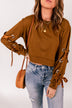 Grommet Detail Lace-Up Cropped Sweatshirt - Minihomy