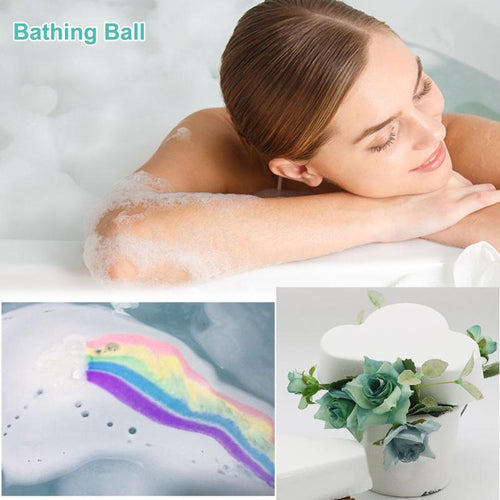 Rainbow Cloud Salt Essential Oil Bathing Ball Bubble Exfoliating Moisturizing Skin Care Props Natural Bubble Bath Bombs Ball