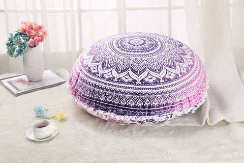 Colorful Mandala Floor Pillows Ottoman Round Bohemian Meditation Cushion Pillow Pouf
