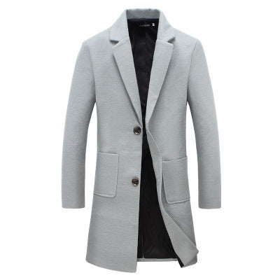 Mid-length Coat Men's Slim Handsome Woolen Coat - Minihomy