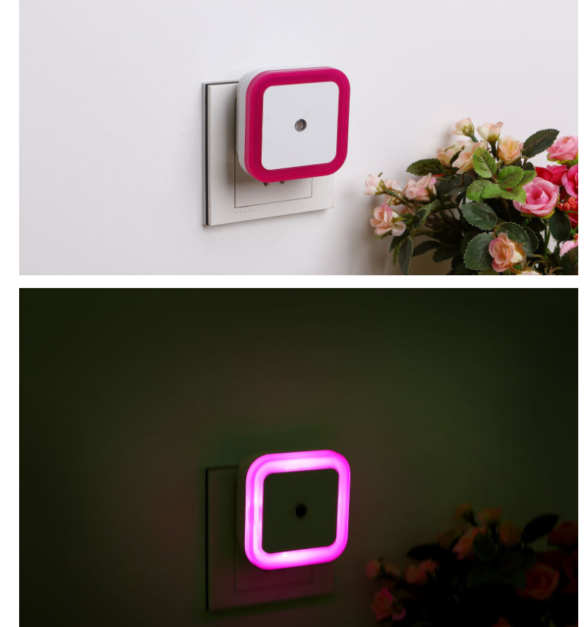 Intelligent LED sensor light Four square halo night light Creative gift plug-in energy-saving human body night light - Minihomy