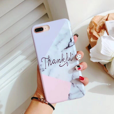 Compatible With Thin Matte PC Case For 8 7 Plus Marble Stone Cover For Ax XR X 6 6S Plus Letter Hard Cases