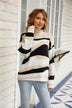 Abstract High Neck Dropped Shoulder Sweater - Minihomy