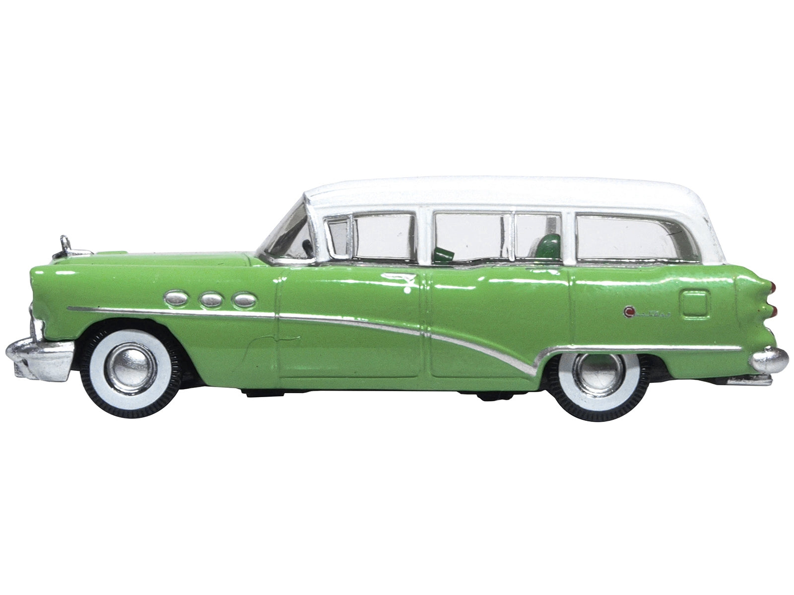 1954 Buick Century Estate Wagon Willow Green and White 1/87 (HO) Scale Diecast Model Car by Oxford Diecast - Minihomy