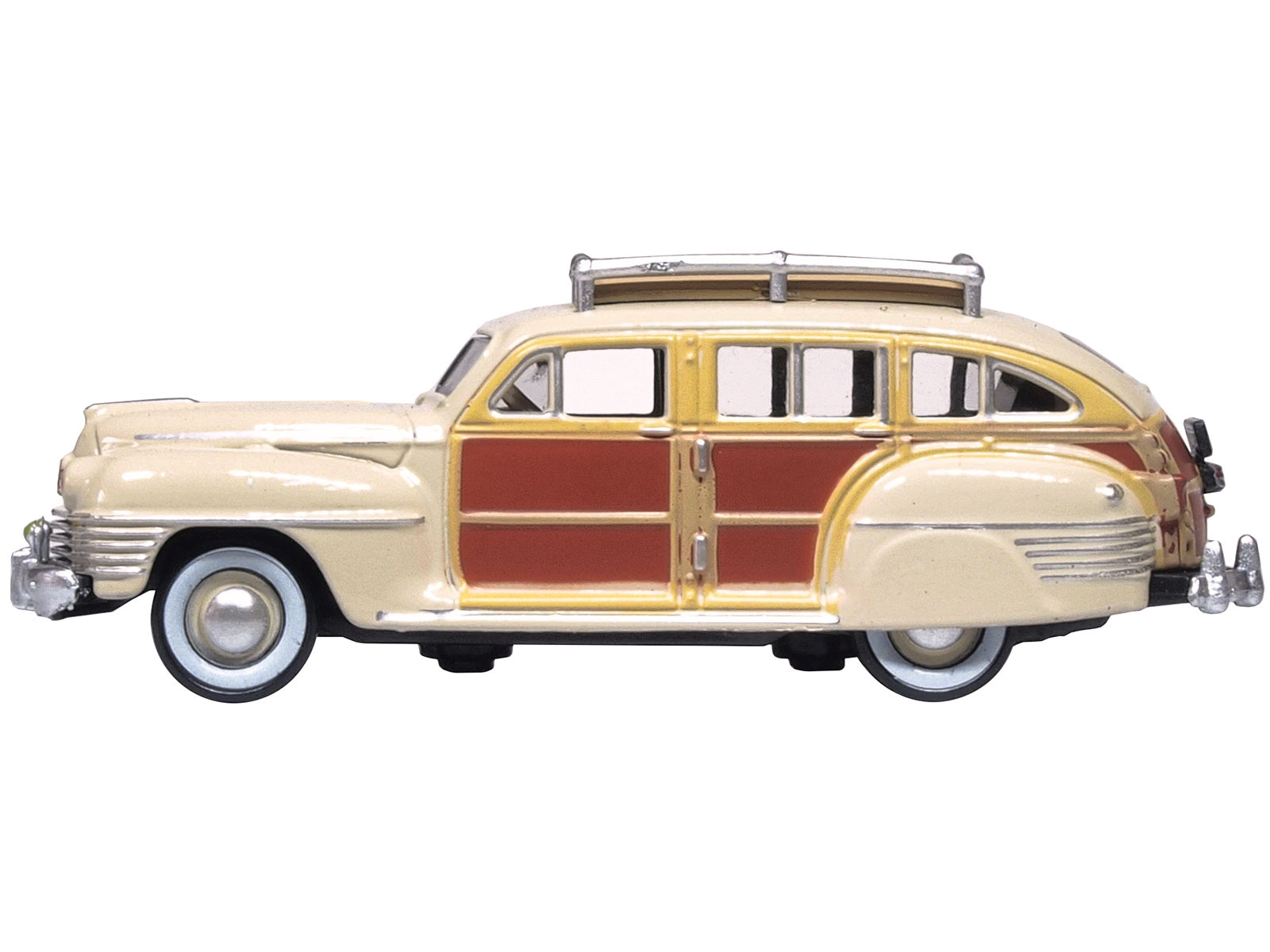 1942 Chrysler Town & Country Woody Wagon Catalina Tan with Wood Panels and Roof Rack 1/87 (HO) Scale Diecast Model Car by Oxford Diecast - Minihomy