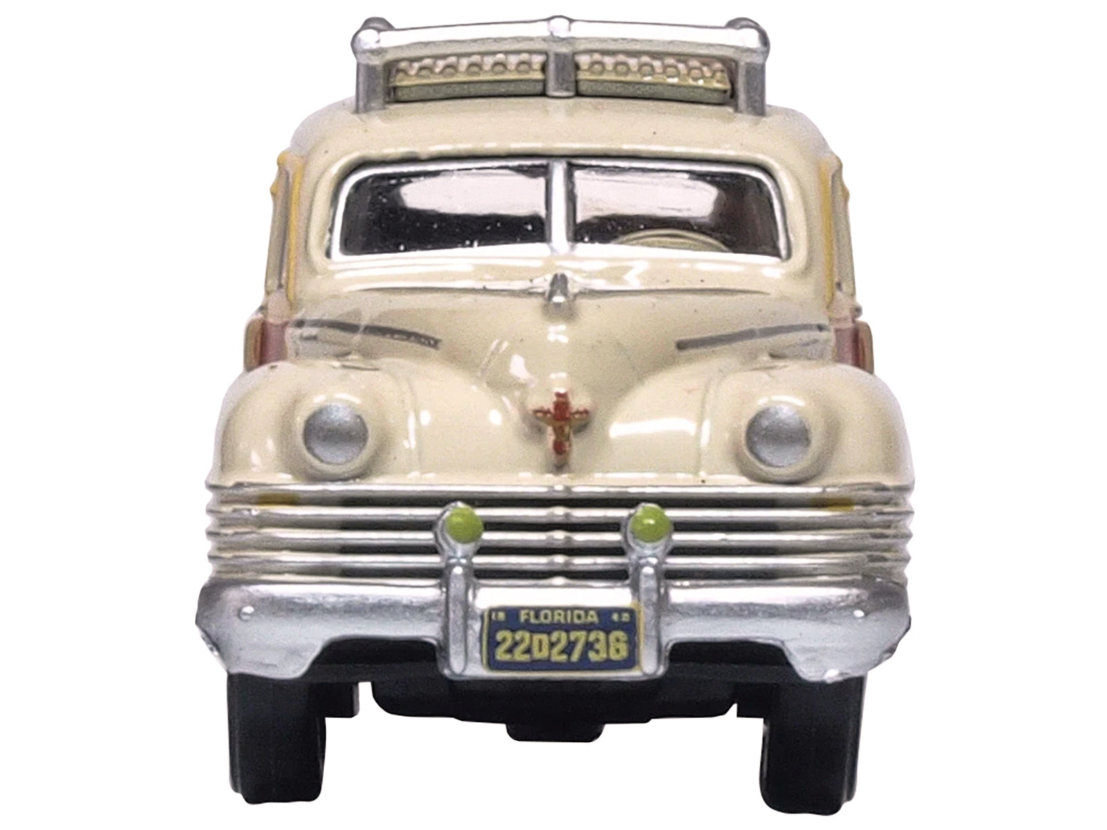 1942 Chrysler Town & Country Woody Wagon Catalina Tan with Wood Panels and Roof Rack 1/87 (HO) Scale Diecast Model Car by Oxford Diecast - Minihomy