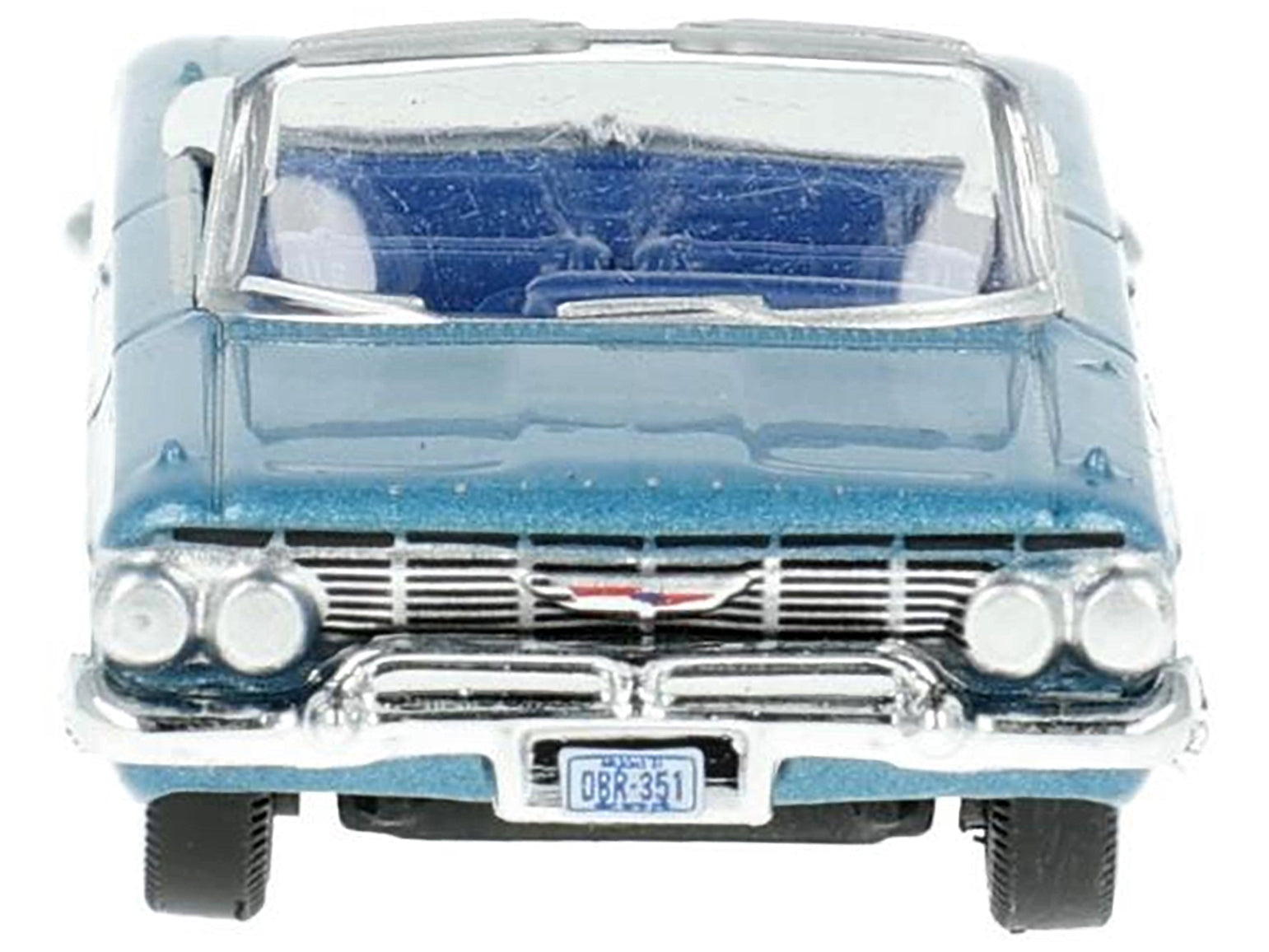 1961 Chevrolet Impala Convertible Jewel Blue Metallic and White with Blue Interior 1/87 (HO) Scale Diecast Model Car by Oxford Diecast - Minihomy