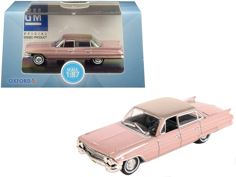 1961 Cadillac Sedan DeVille Metallic Pink 1/87 (HO) Scale Diecast Model Car by Oxford Diecast - Minihomy