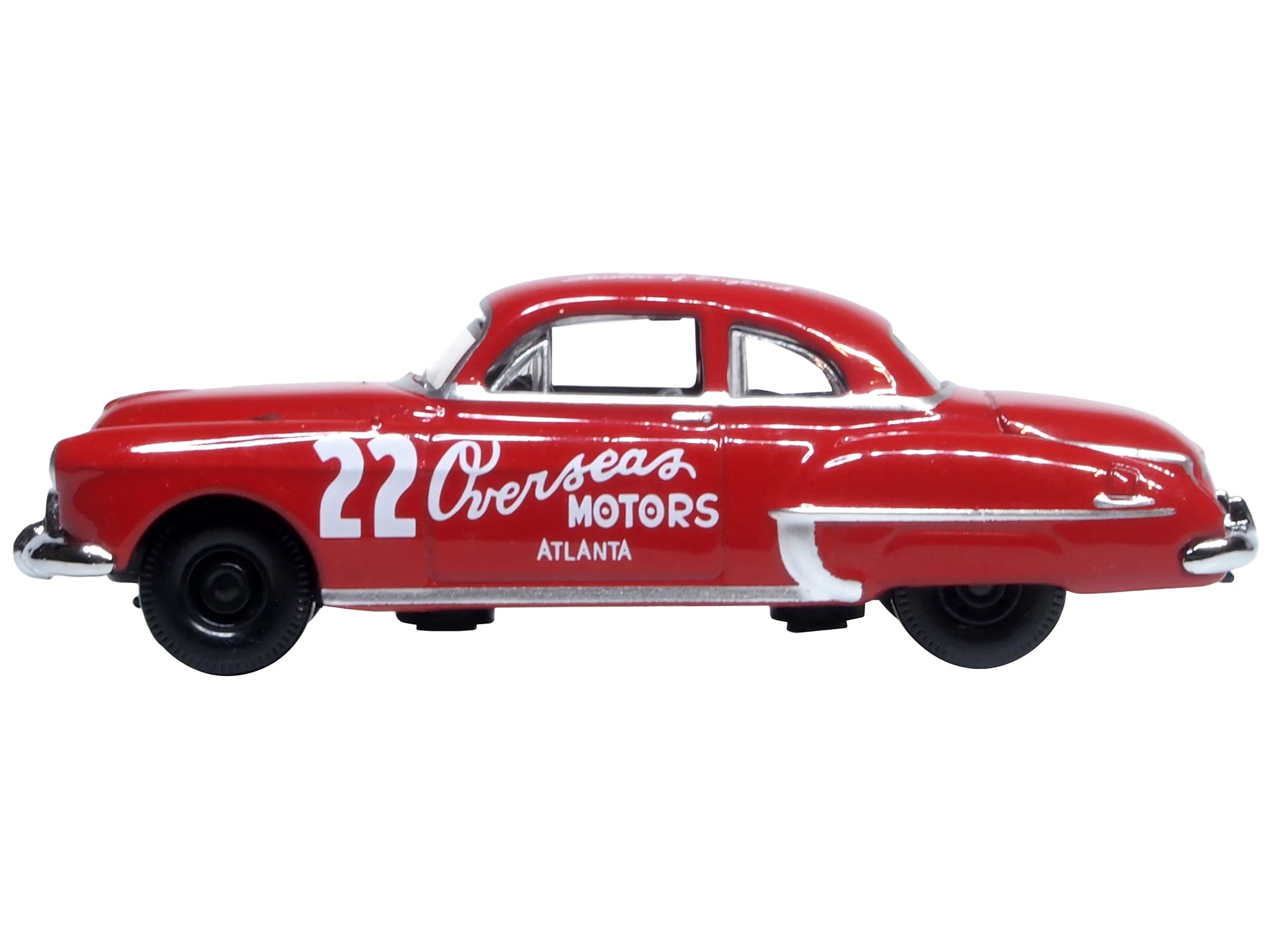 1949 Oldsmobile Rocket 88 Coupe #22 "Overseas Motors Atlanta" Red 1/87 (HO) Scale Diecast Model Car by Oxford Diecast - Minihomy