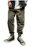 Men's Elastic Waist Zipper Big Pockets Drawstring Sports Cargo Pants - Minihomy