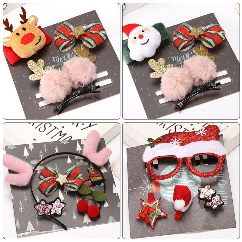 Cute Cartoon Hairpins Christmas Barrettes Hair Clips Kids Hair Ornament Christmas gift set