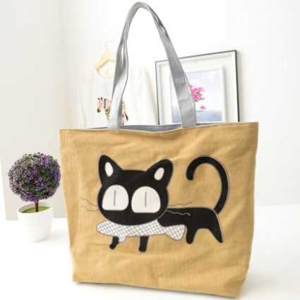 Cat Canvas Shoulder Bag - Minihomy