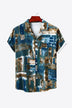 Full Size Printed Button-Up Short Sleeve Shirt - Minihomy