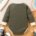 Baby Contrast Trim Waffle-Knit Long Sleeve Bodysuit - Minihomy