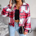 Plaid Button Cuff Long Sleeve Jacket