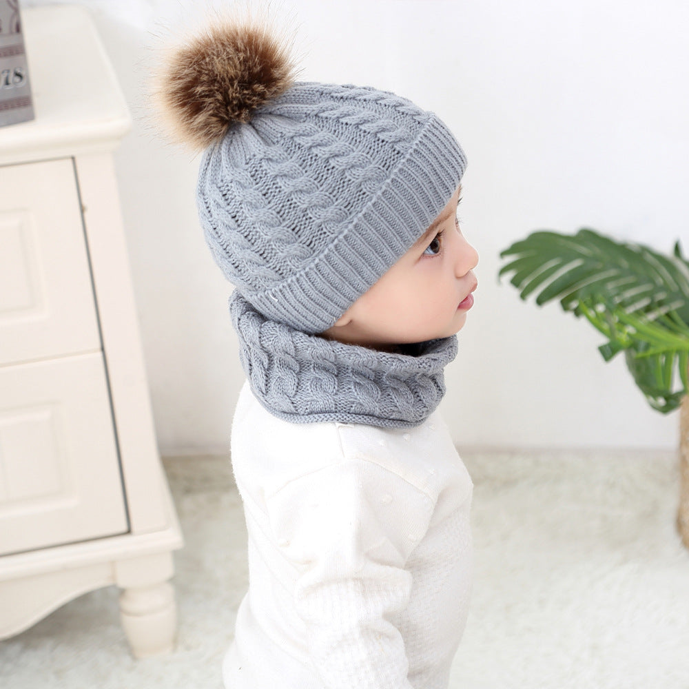 Baby Warm Woolen Cap Toddler Hat Baby Girls Boys Winter Warm Knitted Wool - Minihomy