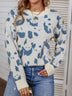 Animal Print Ribbed Trim Sweater - Minihomy