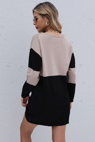 Color Block Mini Sweater Dress