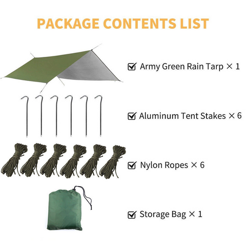 Camping Tent Tarp Shelter Hammock Cover Waterproof Rain Tarp Shelter Sunshade with Bag