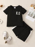 Boys Letter Graphic T-Shirt and Shorts Set - Minihomy