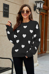 Heart Pattern Lantern Sleeve Sweater