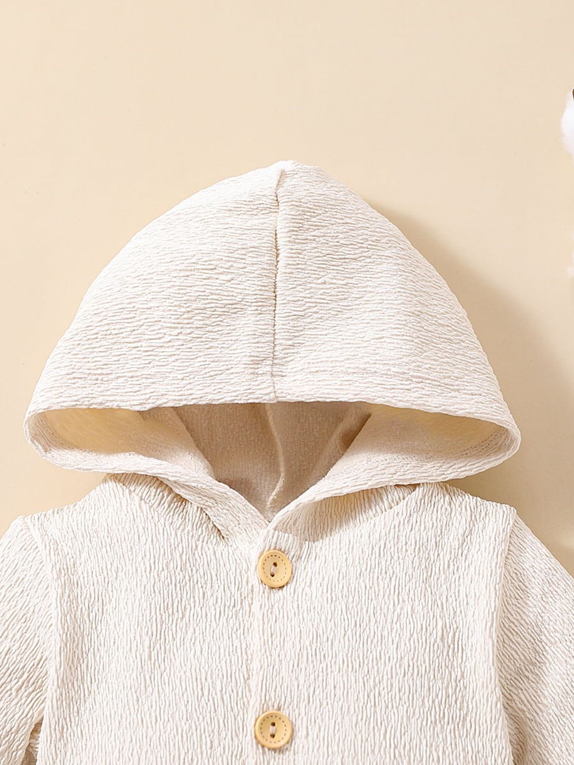 Baby Textured Button Front Hooded Jumpsuit with Pockets - Minihomy