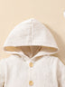 Baby Textured Button Front Hooded Jumpsuit with Pockets - Minihomy