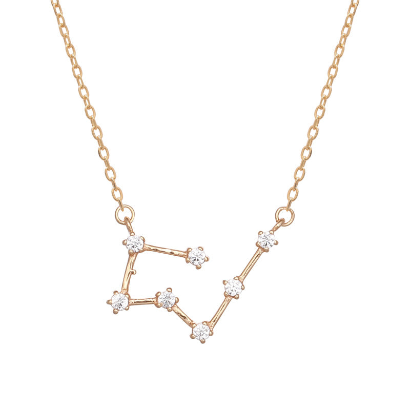 Star Zodiac Sign Necklace Jewelry 12 Constellation Rhinestone  With Card