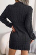 Cable-Knit Long Sleeve Mini Sweater Dress - Minihomy