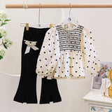 Baby Girl Baby Doll Shirt Top Flared Pants Two-piece Set