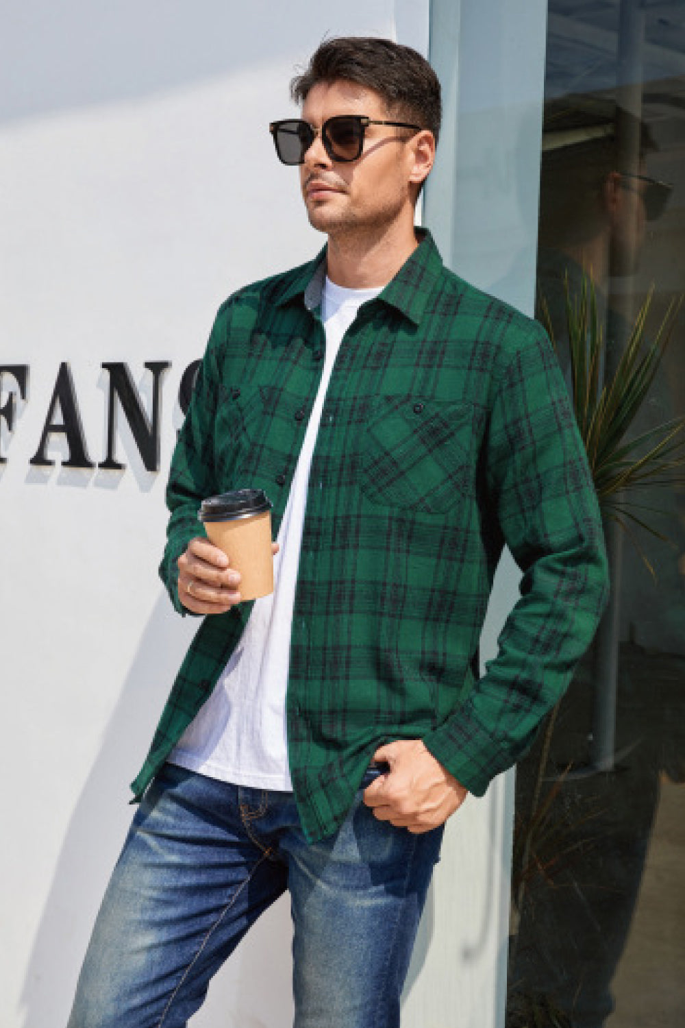 Plaid Button-Front Curved Hem Shirt - Minihomy