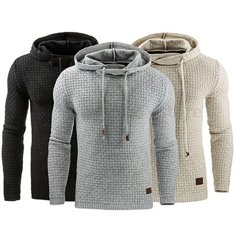 Men's Jacquard Sweater Long-sleeved Hoodie Warm Color Hooded Sweatshirt