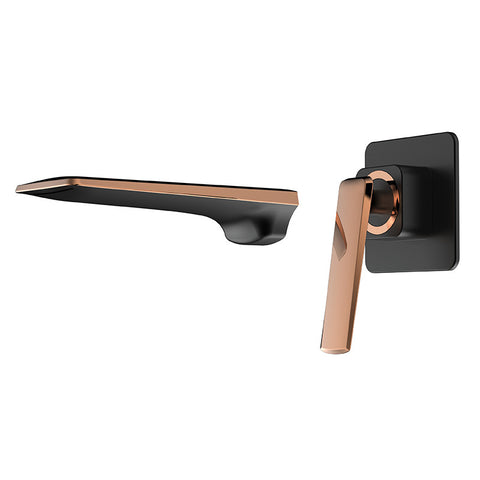 All copper concealed basin faucet embedded in the wall