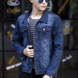 Denim Jacket Korean Style Student Handsome Slim Long-sleeved Gown - Minihomy