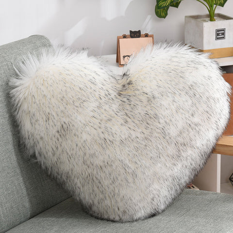 Pillows Heart Shape Long Plush Fluffy Shaggy Cushion Cover