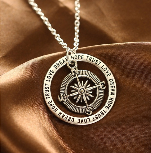 Love hope faith dream compass simple creative pendant valentine gift necklace