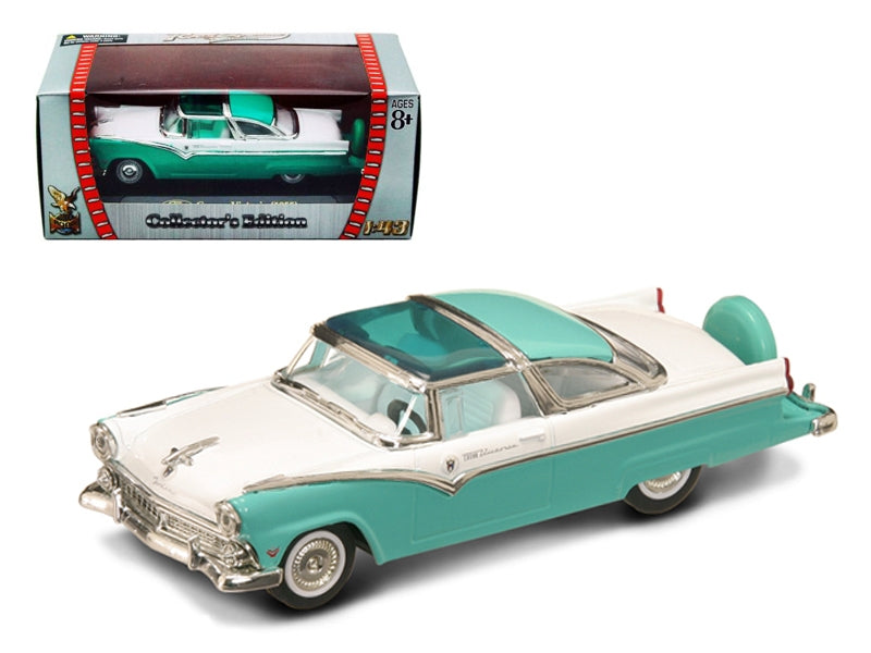 1955 Ford Crown Victoria Green and White 1/43 Diecast Model Car by Road Signature - Minihomy