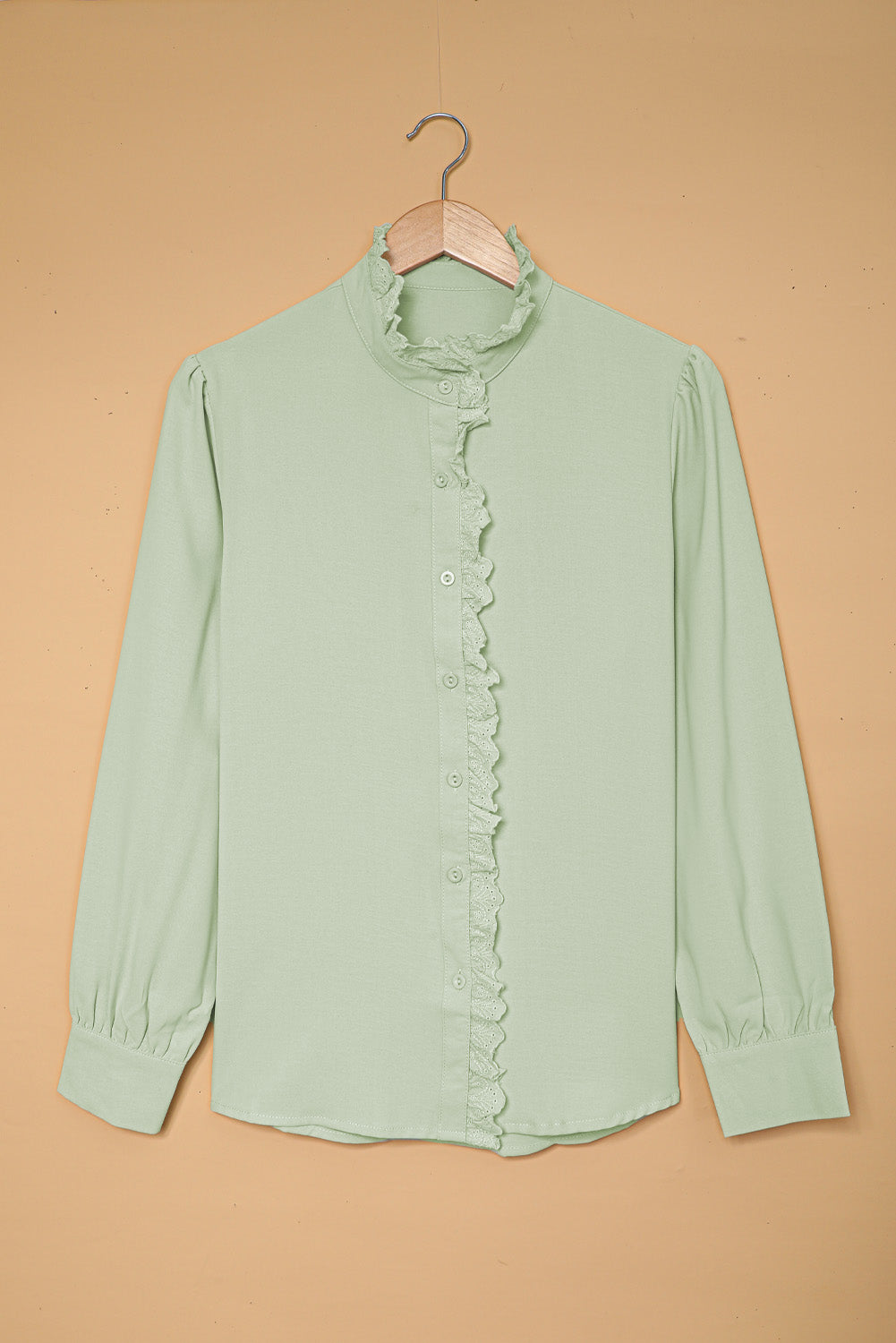 Frilled Trim Button Down Shirt - Minihomy