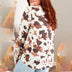 Cow Pattern Half Cardigan Long Sleeved Casual Loose Padded Blouse Women - Minihomy