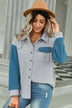 Two-Tone Dropped Shoulder Jacket with Breast Pocket - Minihomy