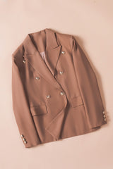 Double-Breasted Lapel Collar Long Sleeve Blazer