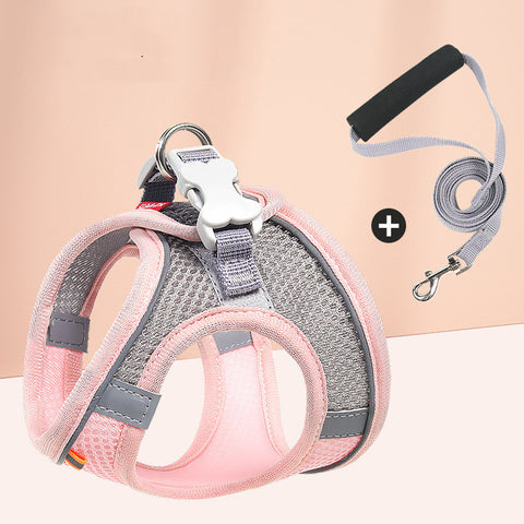 Pet Mesh Chest Harness Dog Go Out Reflective Leash
