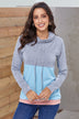 Color Block Raglan Sleeve Drawstring Sweatshirt - Minihomy