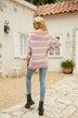 Striped Rib-Knit Off-Shoulder Sweater - Minihomy