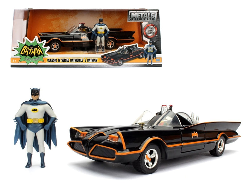 1966 Classic TV Series Batmobile with Diecast Batman and Plastic Robin in the car 1/24 Diecast Model Car by Jada - Minihomy