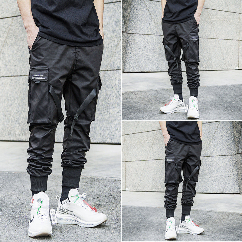 Joggers Cargo Pants for Men Casual Hip Hop Hit Color Pocket Male Trousers - Minihomy