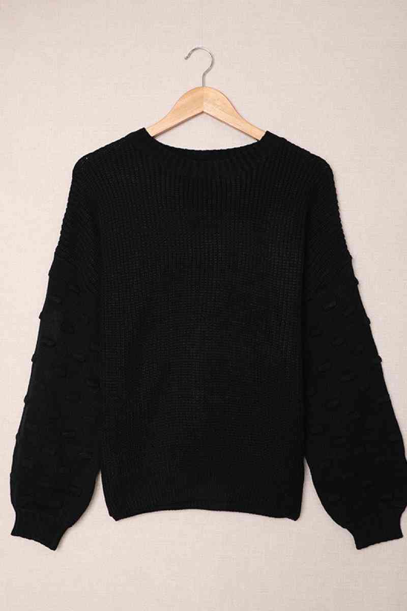 Bishop Sleeve Chunky Knit Sweater - Minihomy